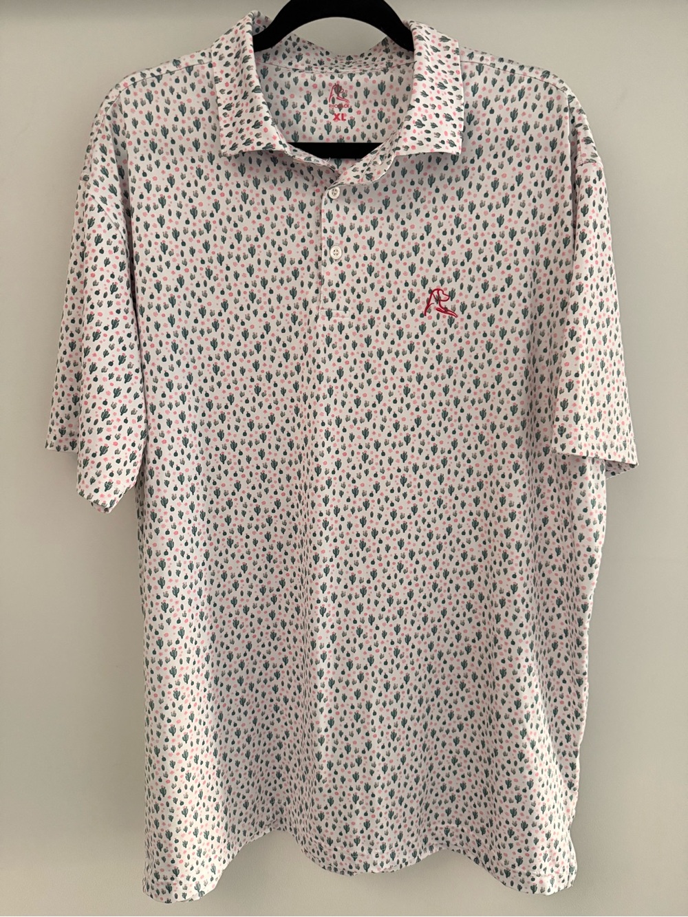 Rhoback Blooming Cactus Mens Short Sleeve Performance Polo